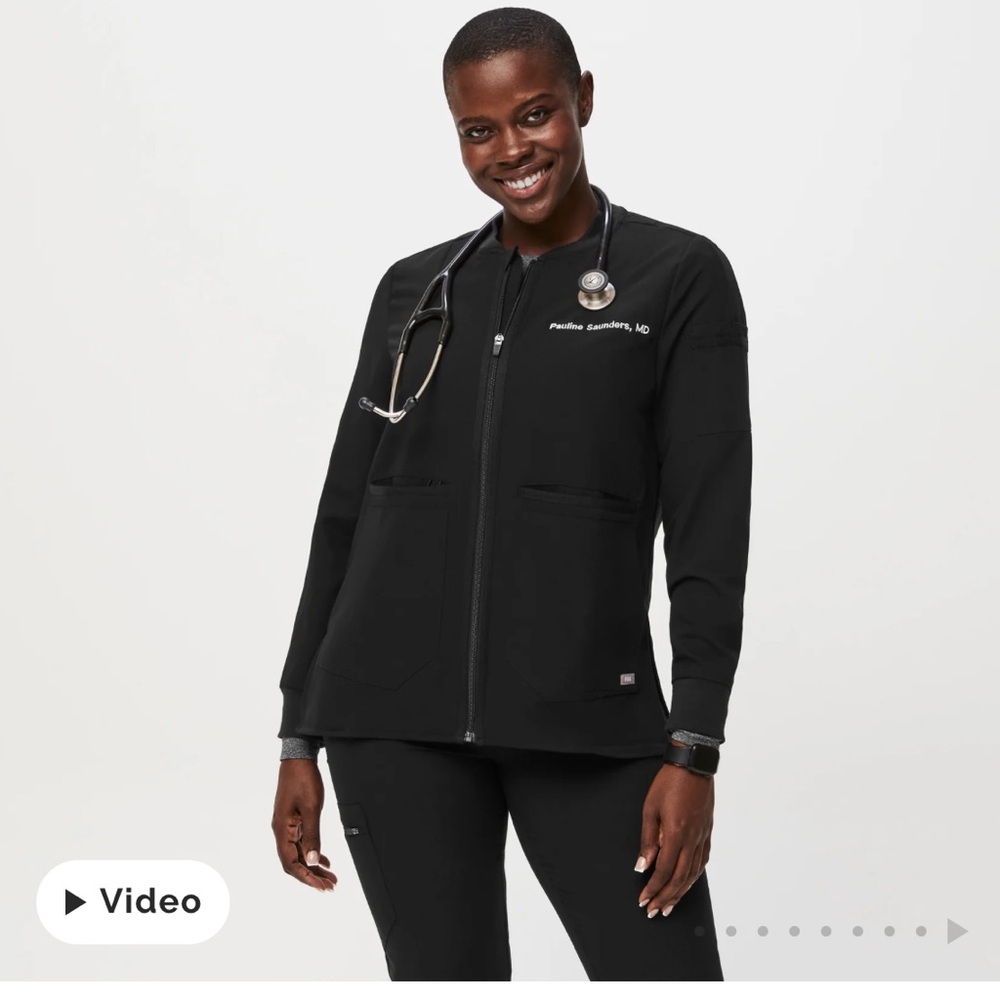 Figs Black Zip-Up Jacket